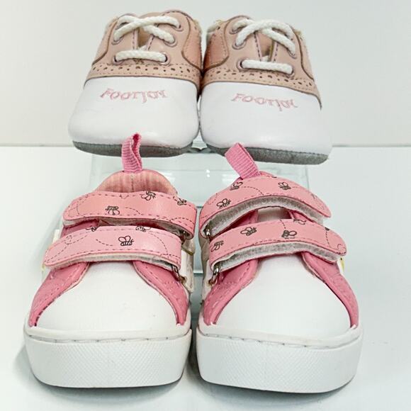 2 pair Baby Girl Vacation Shoes Size 2 DISNEY Pooh & FOOTJOY Saddle Golf Pink - Picture 2 of 13